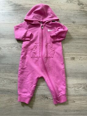 Nike Bright Pink Hooded Baby Zip One-Piece